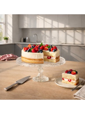 Alegre Glass Cansu Ayaklı Kek Standı - Şeffaf - 28X11 cm