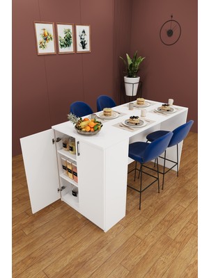 Asra Trend Lüks Mutfak Adası %100 MDF Çok Amaçlı Yemek Masası Kahve Köşesi MA-04