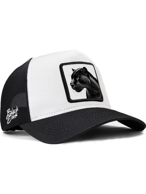BlackBörk Panter Logolu Siyah Beyaz Trucker Şapka