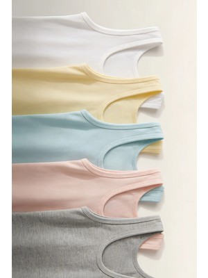 Katia & Bony 5'li Paket Kalın Askılı Kız Çocuk Atlet Çok Renkli