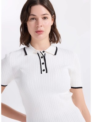 Jeep Kırık Beyaz Kadın Düz Örgü Relaxed Triko Kazak J6SL-KZK7091