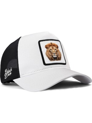 BlackBörk Aslan Logolu Beyaz-Siyah Trucker Şapka