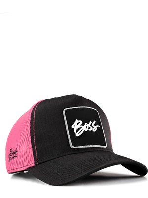 BlackBörk Boss Logolu Cordura Siyah-Pembe Trucker Şapka
