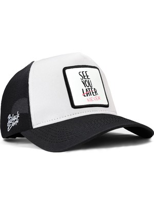 BlackBörk See You Later Never Logolu Siyah-Beyaz Trucker Şapka