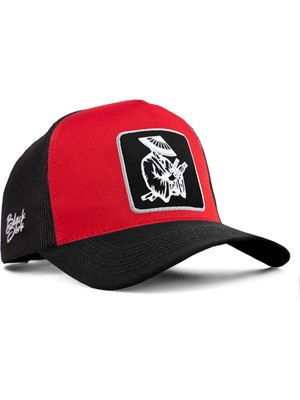 BlackBörk Samuray Logolu Kırmızı-Siyah Trucker Şapka
