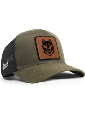 BlackBörk Kurt Logolu Cordura Haki-Siyah Trucker Şapka
