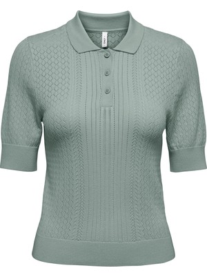Only Onlmeddi Slim Fit Örme Düğmeli Polo Yaka T Shirt Bayan T Shirt 15363160