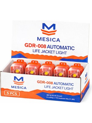 Mesica Can Yeleği Işığı Otomatik Solas Onaylı 5-10-20 Adet Paketli