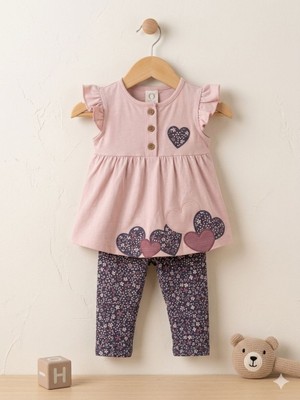 Deco Efemkids 1-3 Yaş Kız Çocuk Takım Çiçek Desenli Kız Çocuk Takımı