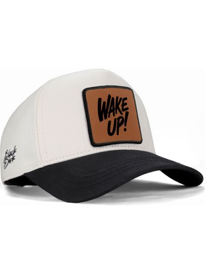 BlackBörk Wake Up Logolu Siyah-Bej Beyzbol Premium Şapka