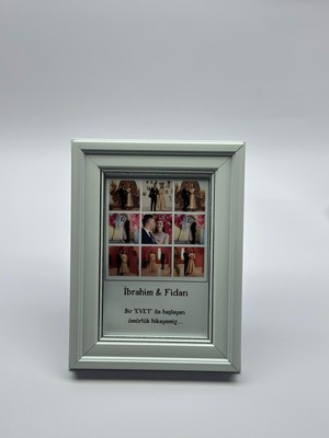 Atelier Baskı Düğün ve Nişan Anısı Kolaj Çerçeve - 9 Kare Fotoğraf Baskılı Camlı ( 10*15 Cm/çerçeveli)