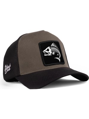 BlackBörk Balık Logolu Siyah-Haki Trucker Şapka