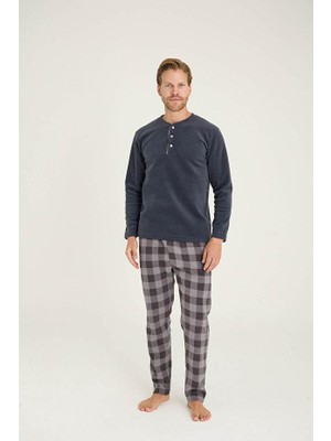 Kly Erkek Füme Uzun Kol Polar Pijama Takımı 7304