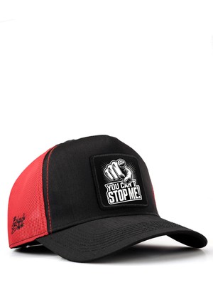 BlackBörk You Can't Stop Me Logolu Cordura Siyah-Kırmızı Trucker Şapka