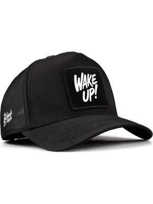 BlackBörk Wake Up Logolu Siyah Cordura Trucker Şapka