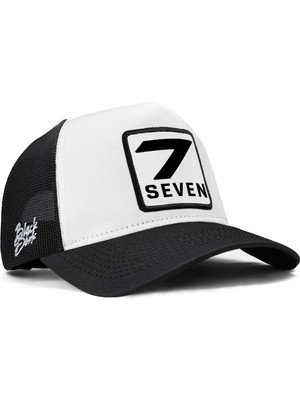 BlackBörk 7 Numara Logolu Beyaz-Siyah Trucker Şapka