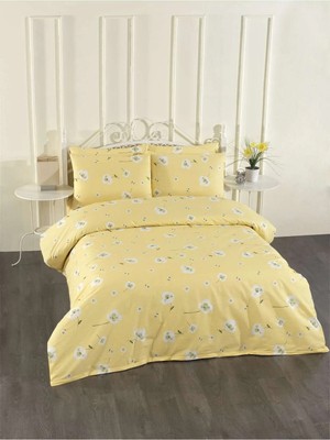 Rasel Tekstil Daisy Çift Kişilik Sarı Pamuklu Nevresim Seti