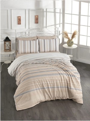 Rasel Tekstil Bodrum Pamuklu Çift Kişilik Nevresim Seti 200X220 cm Kapiçino