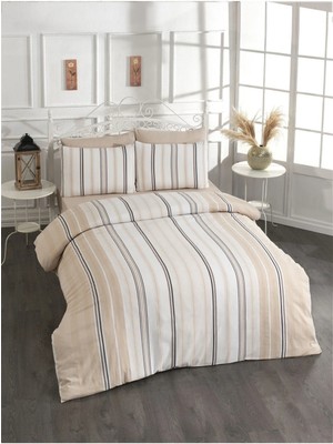 Rasel Tekstil Ibiza Pamuklu Çift Kişilik Nevresim Seti 200X220 cm Kapiçino