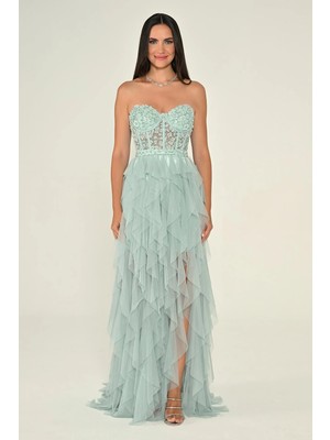 ALFABETA Kadın Mint Abiye & Mezuniyet Elbisesi AB7156-MİNT