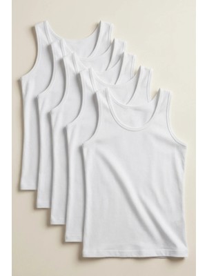 Katia & Bony 5'li Paket Basic Kalın Askılı Beyaz Kız Çocuk Atlet