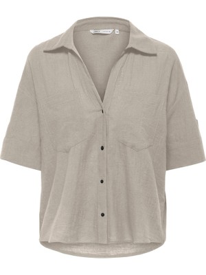 Only Bayan Kısa Kollu Pamuklu Gömlek 15377991