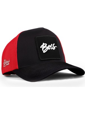 BlackBörk Boss Logolu Siyah-Kırmızı Trucker Şapka
