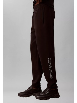 Calvin Klein Erkek Regular Fit Logo Baskılı Beli ve Paçası Lastikli Siyah Eşofman Altı LV04LF236G-UB1