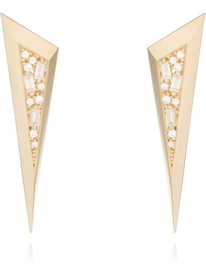 Ema Jewellery Ema 14 Ayar Altın Taşlı Üçgen Tasarım Küpe