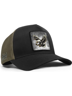 BlackBörk Kartal Logolu Cordura Siyah-Haki Trucker Şapka