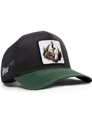 BlackBörk Kurt Logolu Cordura Petrol Yeşili-Siyah Trucker Şapka