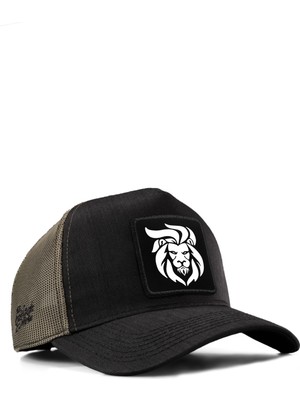 BlackBörk Aslan Logolu Cordura Siyah-Haki Trucker Şapka