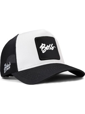 BlackBörk Boss Logolu Beyaz-Siyah Trucker Şapka