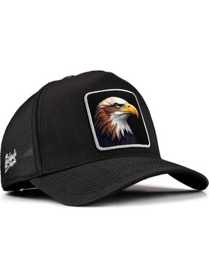 BlackBörk Kartal Logolu Siyah Trucker Şapka, 500D Cordura Malzeme ile Üstün Dayanıklılık