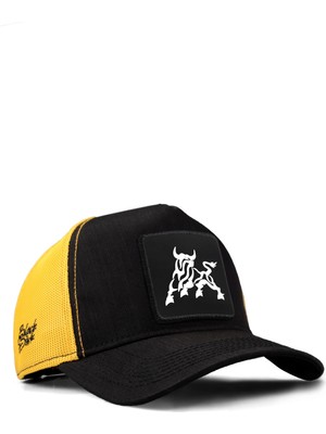 BlackBörk Boğa Logolu Cordura Siyah-Sarı Trucker Şapka