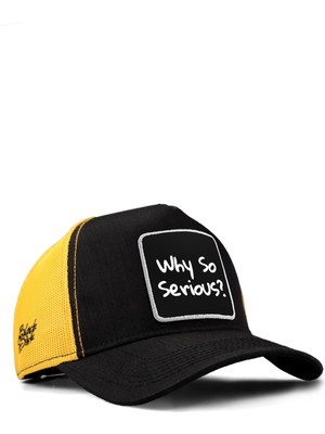 BlackBörk Why So Serious Logolu Cordura Siyah-Sarı Trucker Şapka