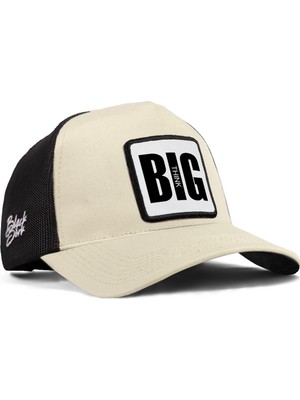 BlackBörk Big Think Logolu Bej-Siyah Trucker Şapka