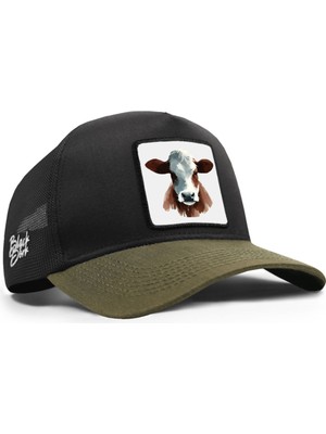 BlackBörk Inek Logolu Cordura Haki-Siyah Trucker Şapka
