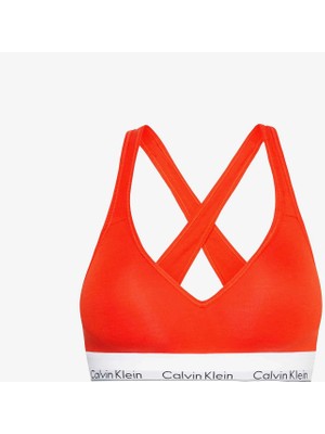 Calvin Klein Kadın Marka Logolu Askılı Spor Giyim Günlük Turuncu Spor Sütyen 000QF1654E-1TD