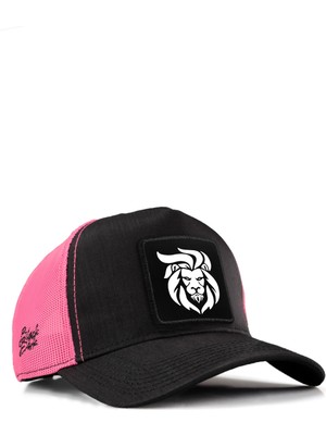 BlackBörk Aslan Logolu Cordura Siyah-Pembe Trucker Şapka