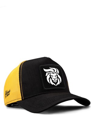 BlackBörk Aslan Logolu Cordura Siyah-Sarı Trucker Şapka