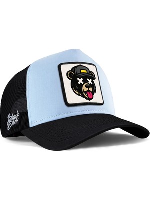 BlackBörk Ayı Logolu Siyah-Buz Mavi Trucker Şapka