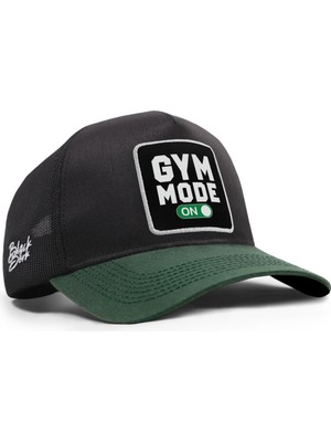 BlackBörk Gym Mode On Logolu Cordura Petrol Yeşili-Siyah Trucker Şapka