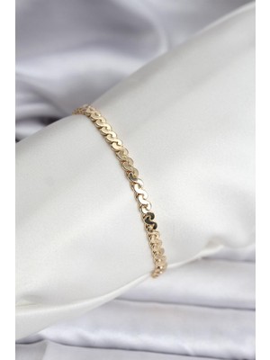 Ebijuteri Gold Renk Ezme Yılan Zincir Model Pirinç Kadın Bileklik