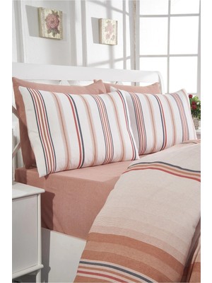 Rasel Tekstil Gediz Pamuklu Çift Kişilik Nevresim Seti 200X220 cm Kiremit