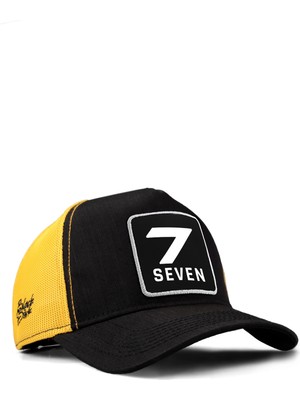 BlackBörk 7 Numara Logolu Cordura Siyah-Sarı Trucker Şapka