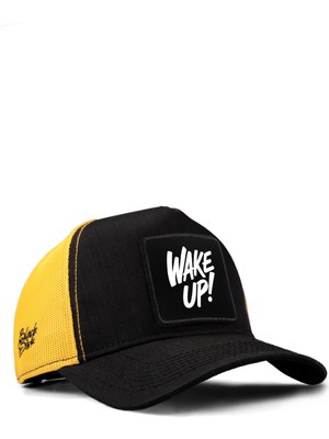 BlackBörk Wake Up Logolu Cordura Siyah-Sarı Trucker Şapka