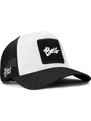 BlackBörk Boss Logolu Siyah-Beyaz Trucker Şapka