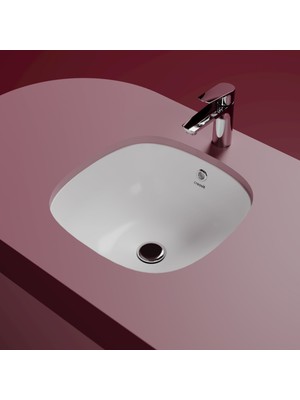 Creavit Solo Tezgah Altı Kare Lavabo 38 cm SO037
