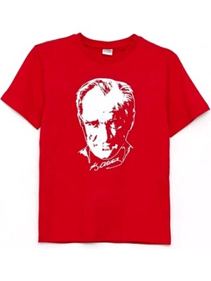 Sahra Atatürk Baskılı Kısa Kollu Bisiklet Yaka Çocuk Tişört 5-8 Yaş - 3 Adet